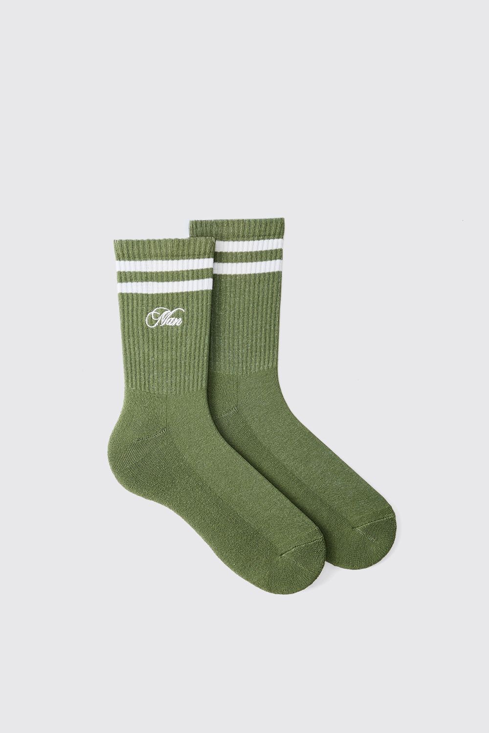 MAN Embroidered Sports Socks - Grün - 8-12, Grün von boohooman