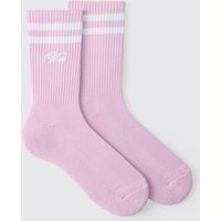MAN Embroidered Sports Socks - Rosa - 5-8, Rosa von boohooman