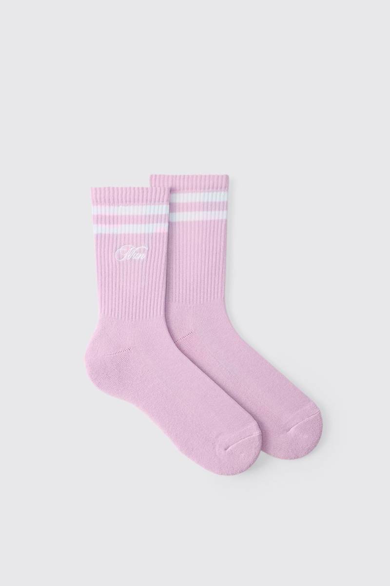 MAN Embroidered Sports Socks - Rosa - 8-12, Rosa von boohooman