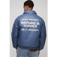 Oversize Man Bomberjacke mit Kragen und Applikation - Blau - XS, Blau Oversize Man Bomberjacke mit Kragen und Applikation - Blau - XS, Blau von boohooman