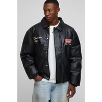 Oversize Man Bomberjacke mit Kragen und Applikation - Schwarz - S, Schwarz Oversize Man Bomberjacke mit Kragen und Applikation - Schwarz - S, Schwarz von boohooman