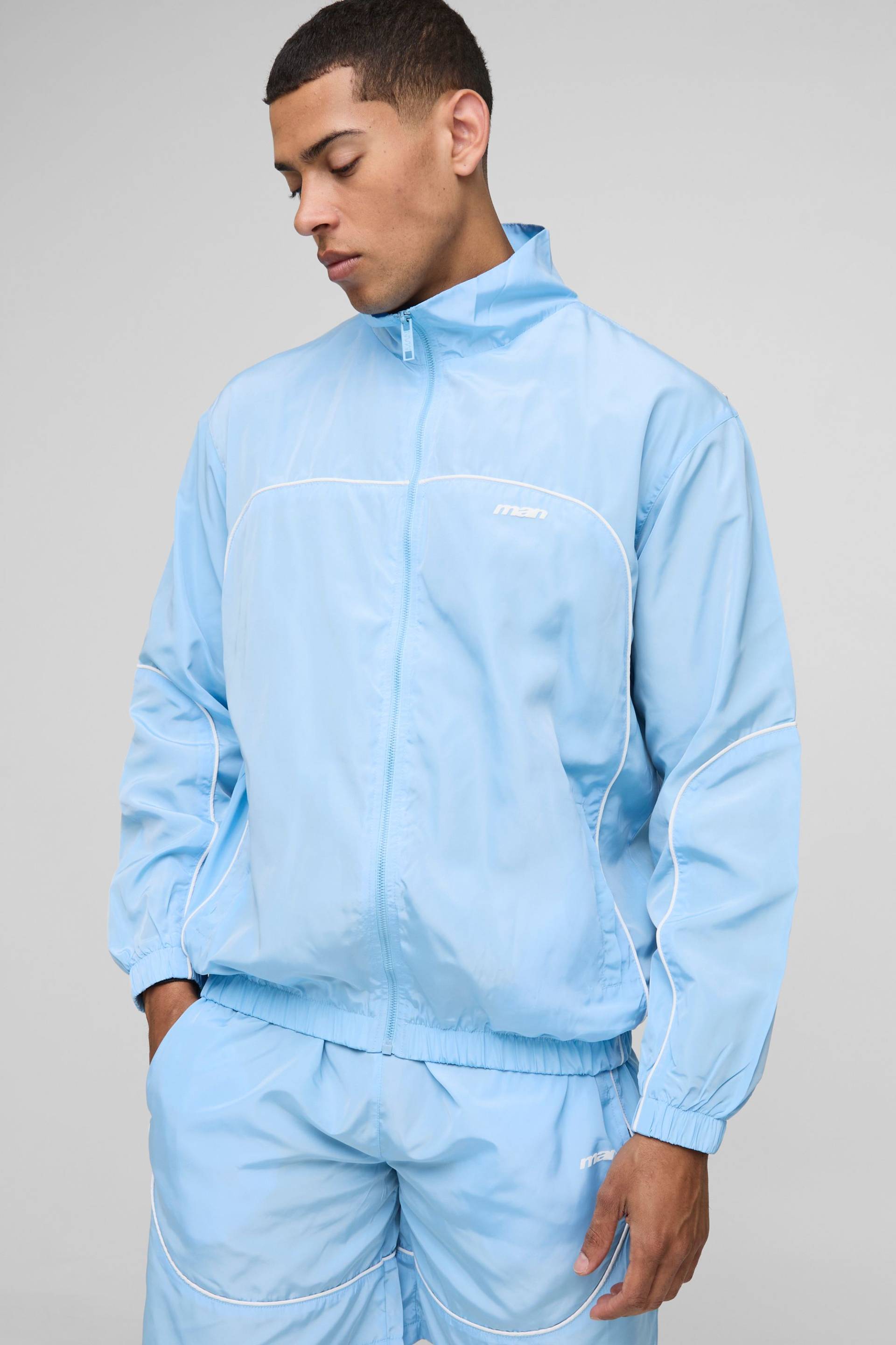 Man Nylon-Jacke - Blau - L, Blau von boohooman