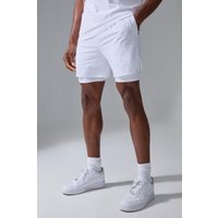Man 2-in-1 Shorts mit Schlitz - Weiß - XS, Weiß von boohooman