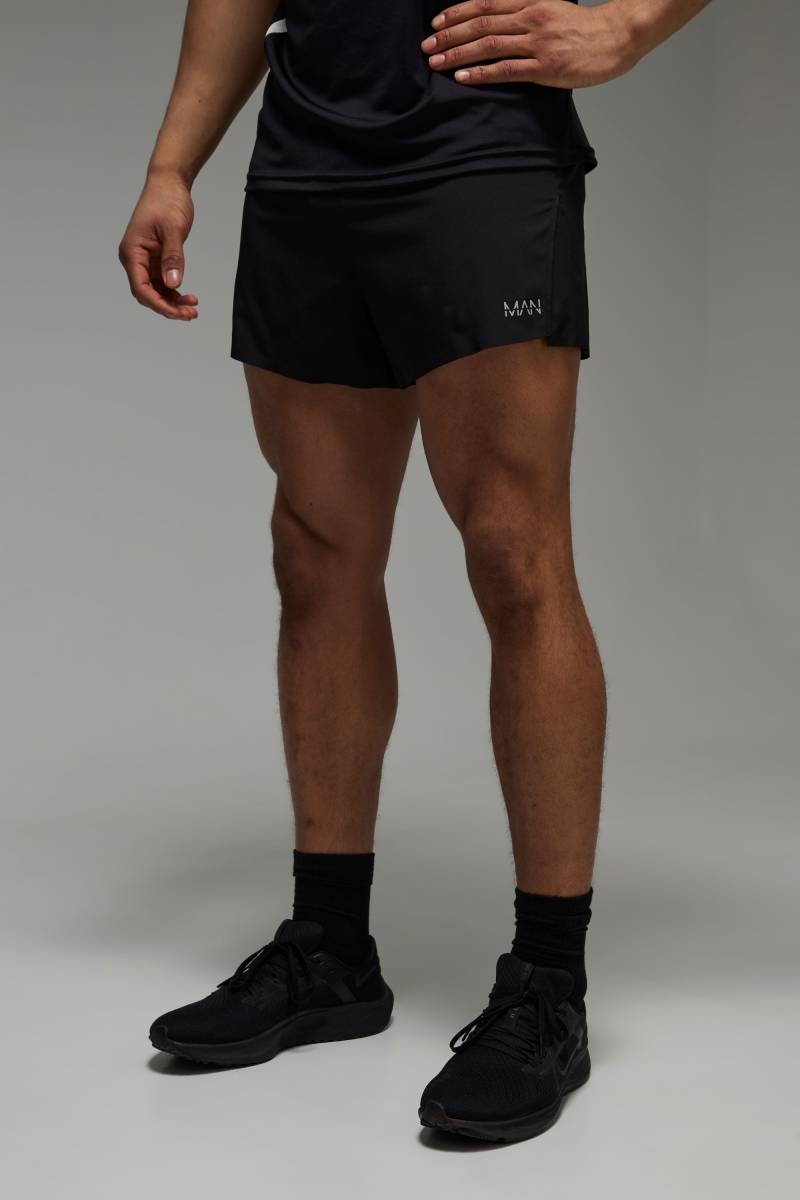 Man Active 3-in-1 Laufshorts mit geteiltem Saum - Schwarz - M, Schwarz von boohooman