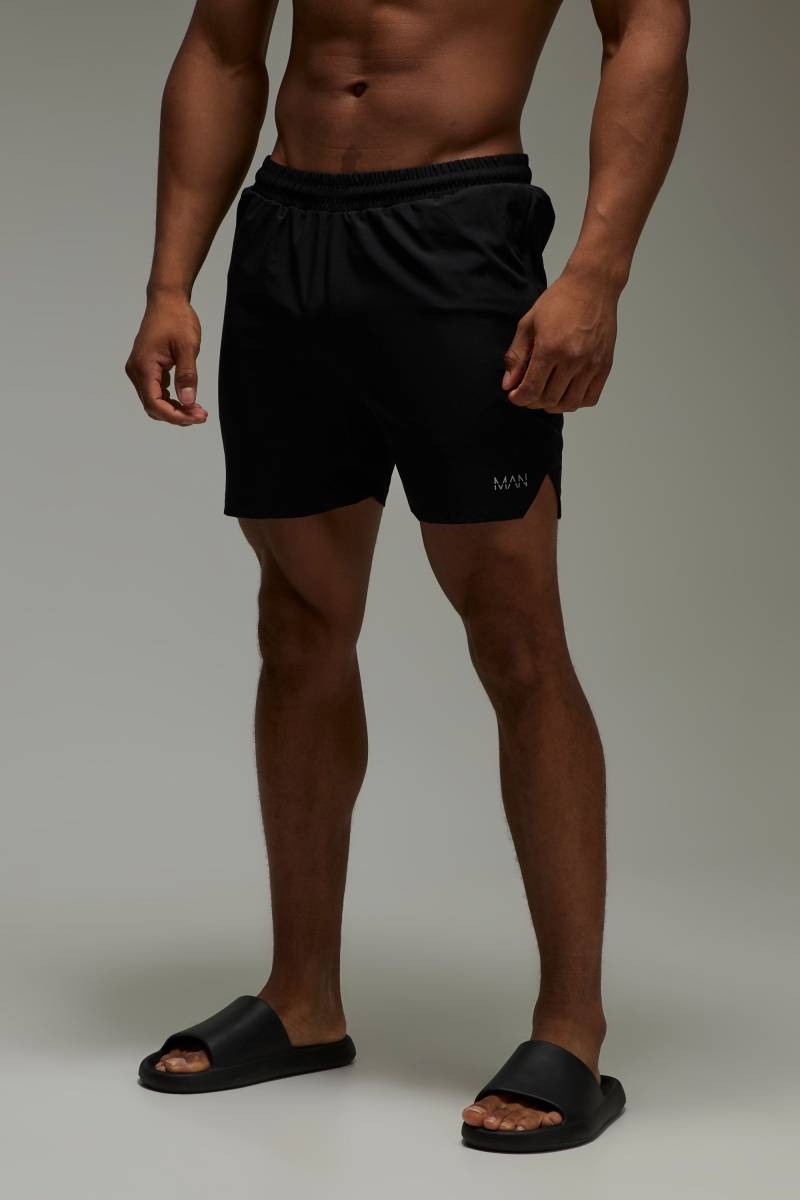 Man Active 5inch Badehose mit Seitenschlitz - Schwarz - L, Schwarz von boohooman