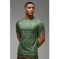 Man Active Performance T-Shirt mit abstraktem Print - Khaki - L, Khaki Man Active Performance T-Shirt mit abstraktem Print - Khaki - L, Khaki von boohooman