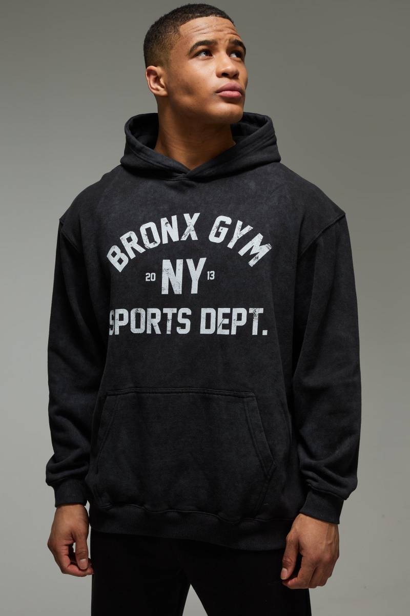 Man Active Bronx Gym Oversize Hoodie - Grau - L, Grau von boohooman