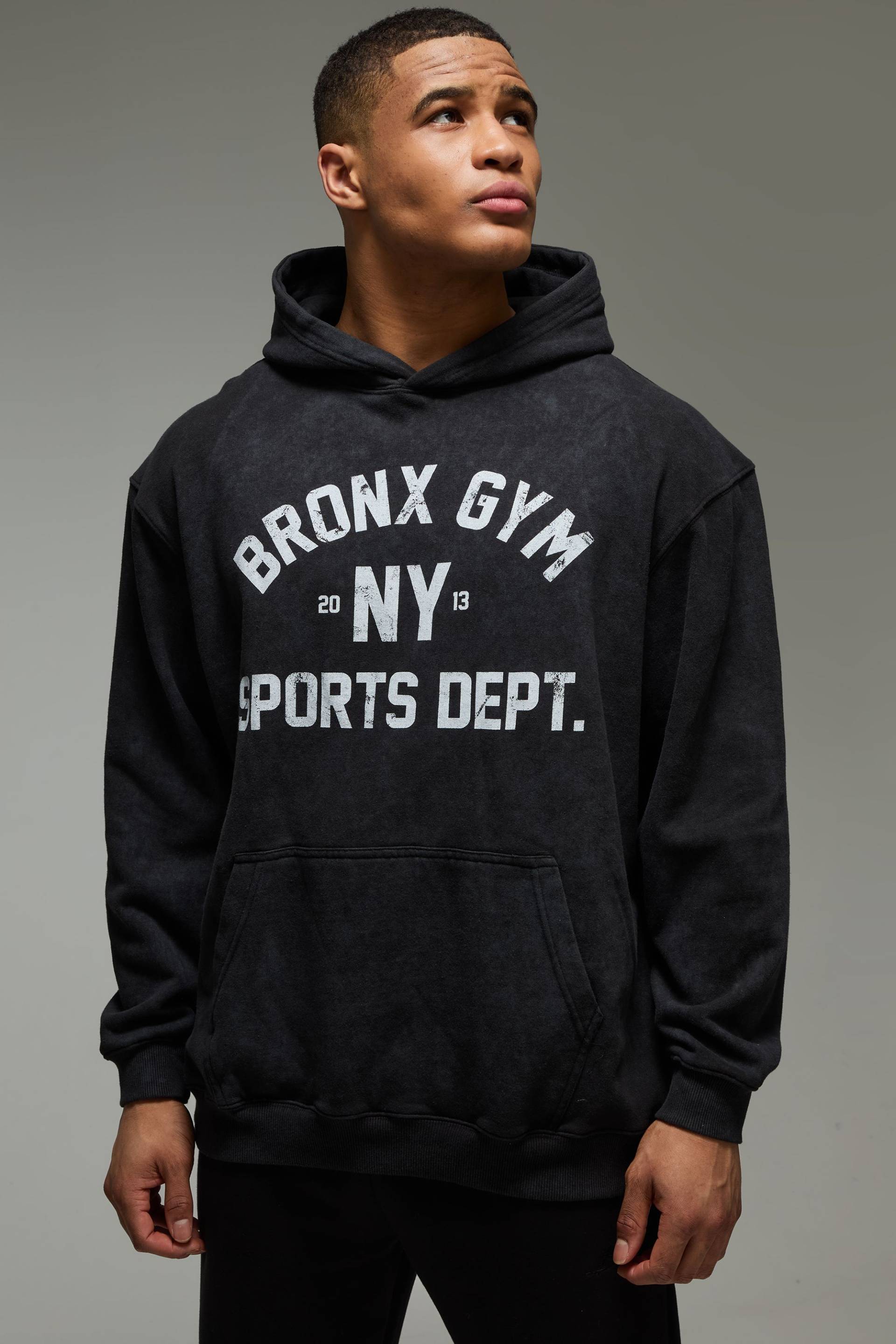 Man Active Bronx Gym Oversize Hoodie - Grau - XS, Grau Man Active Bronx Gym Oversize Hoodie - Grau - XS, Grau von boohooman
