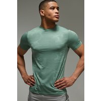 Man Active Camouflage Jacquard T-Shirt - Khaki - XS, Khaki von boohooman
