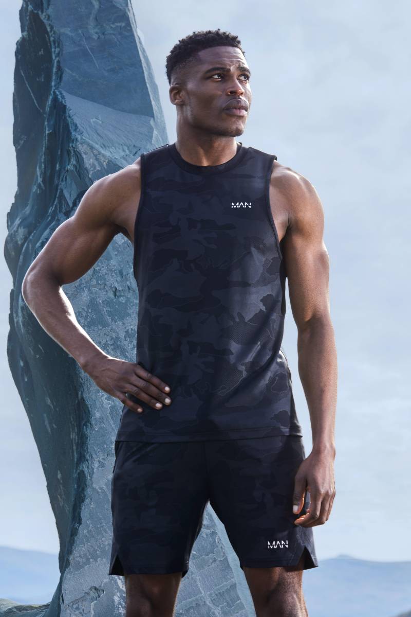 Man Active Camouflage Racer Performance vesttop - Schwarz - 2XL, Schwarz Man Active Camouflage Racer Performance vesttop - Schwarz - 2XL, Schwarz von boohooman