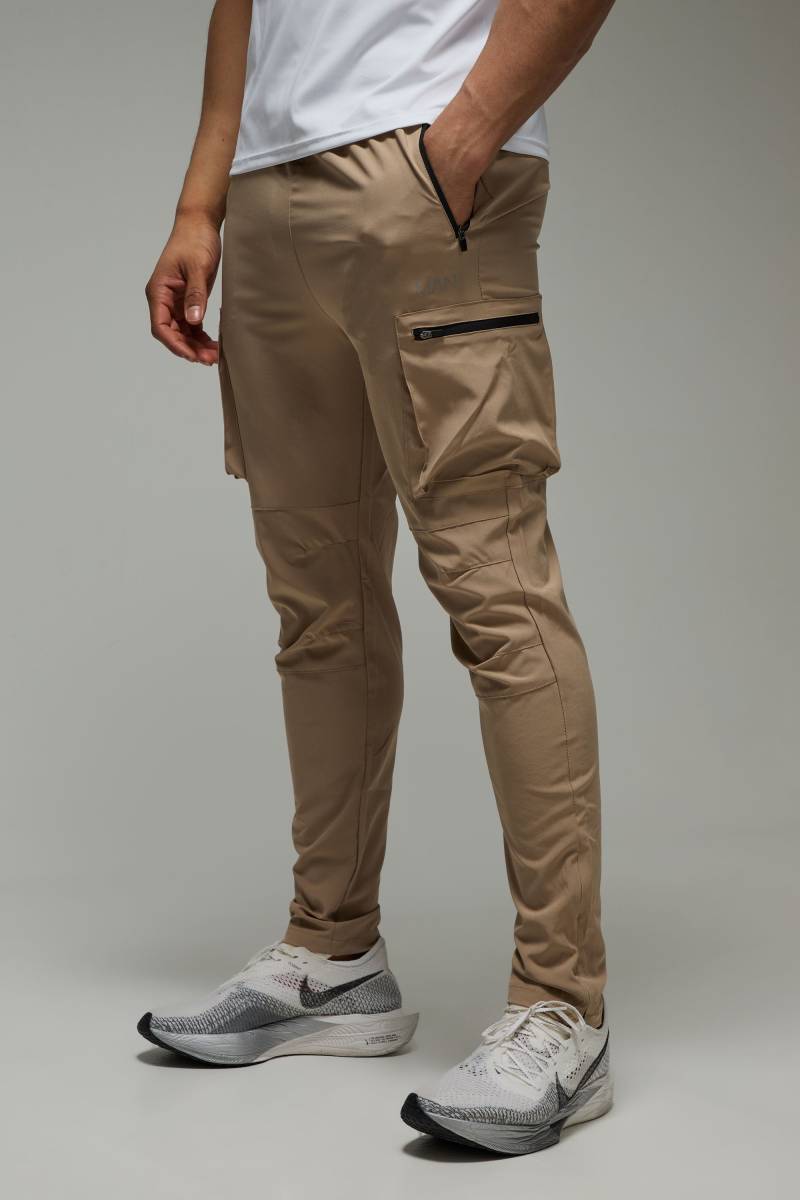Man Active Cargo-Jogginghose - Taupe - XXL, Taupe von boohooman