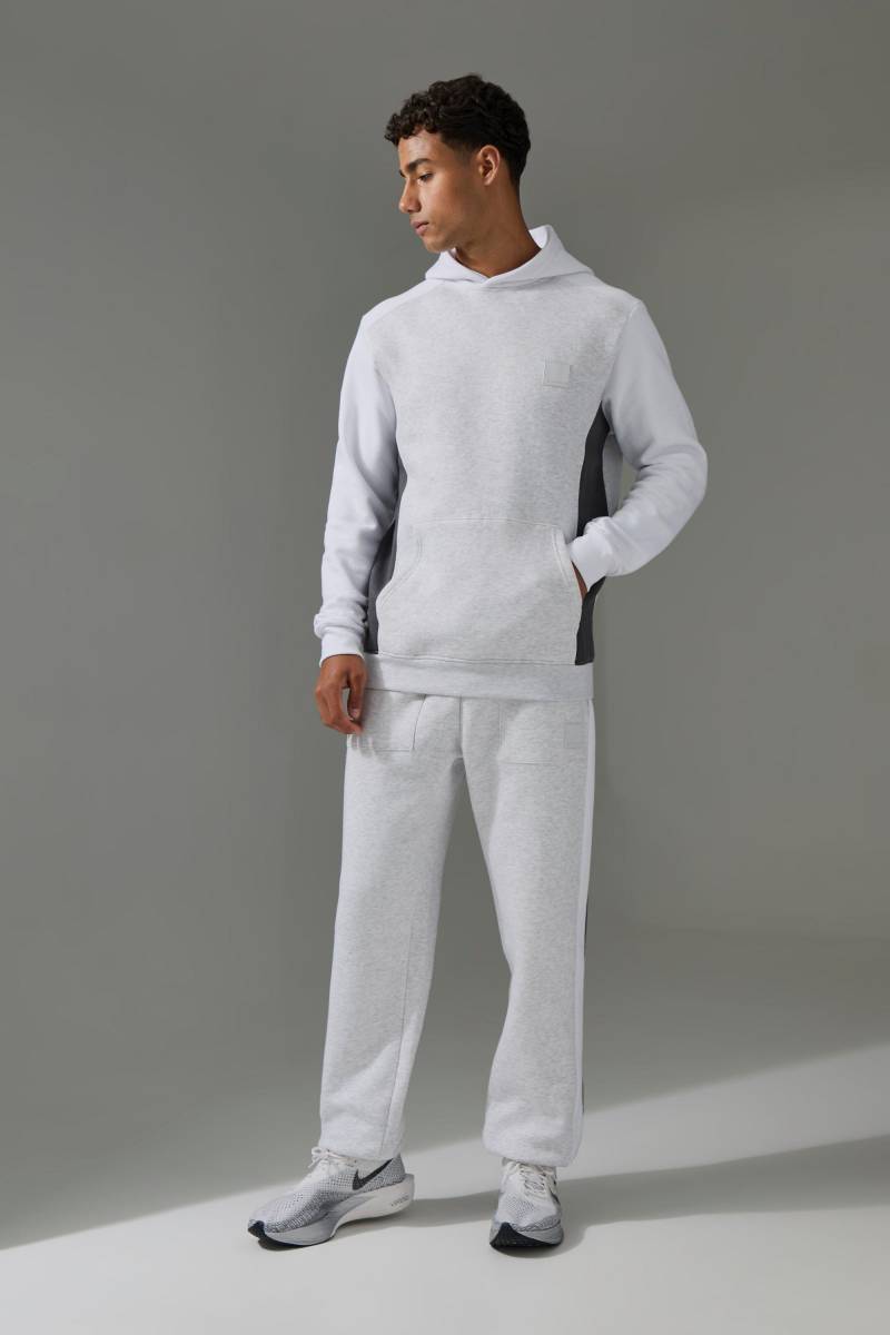 Man Active Colorblock Hoodie und Jogginghose - Grau - XL, Grau von boohooman