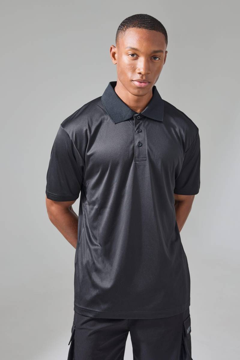 Man Active Golf Performance Poloshirt mit Knopfleiste - Schwarz - XS, Schwarz Man Active Golf Performance Poloshirt mit Knopfleiste - Schwarz - XS, Schwarz von boohooman