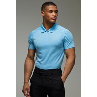 Man Active Golf Poloshirt - Blau - S, Blau von boohooman