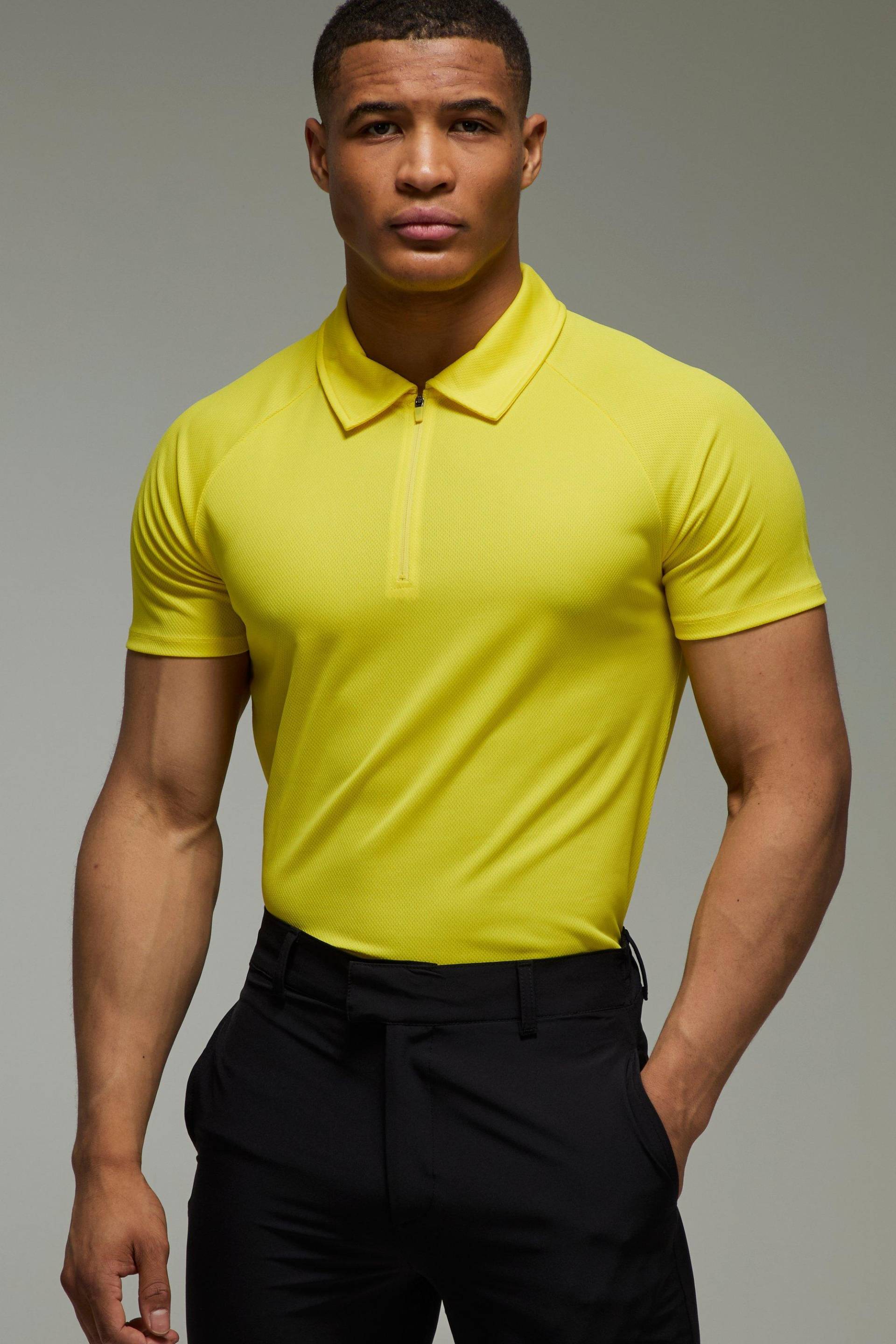 Man Active Golf Poloshirt - Gelb - 2XL, Gelb Man Active Golf Poloshirt - Gelb - 2XL, Gelb von boohooman