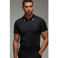 Man Active Golf Polo-Shirt - Schwarz - XL, Schwarz von boohooman