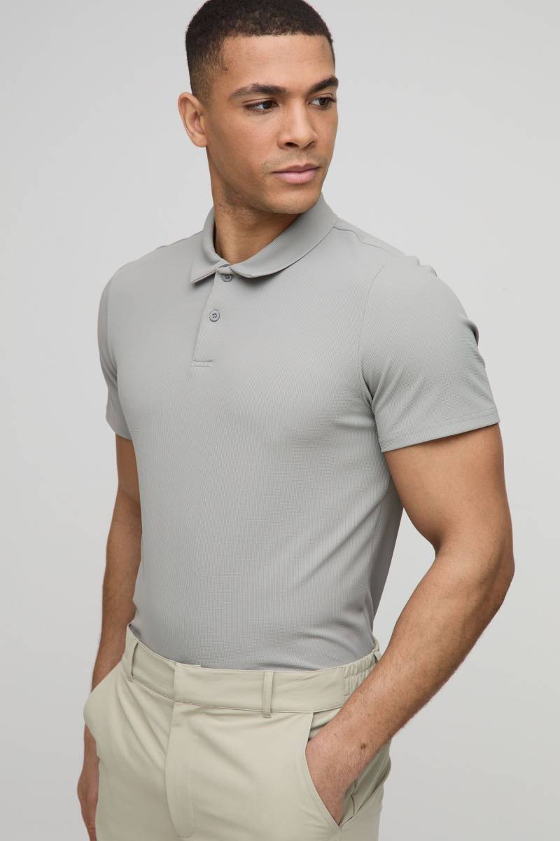 Man Active Golf Polo-Shirt - Taupe - XS, Taupe von boohooman