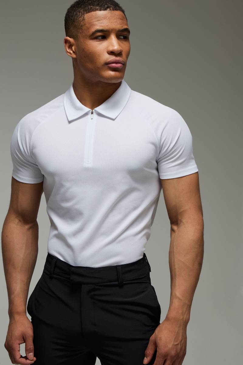 Man Active Golf Poloshirt - Weiß - M, Weiß von boohooman