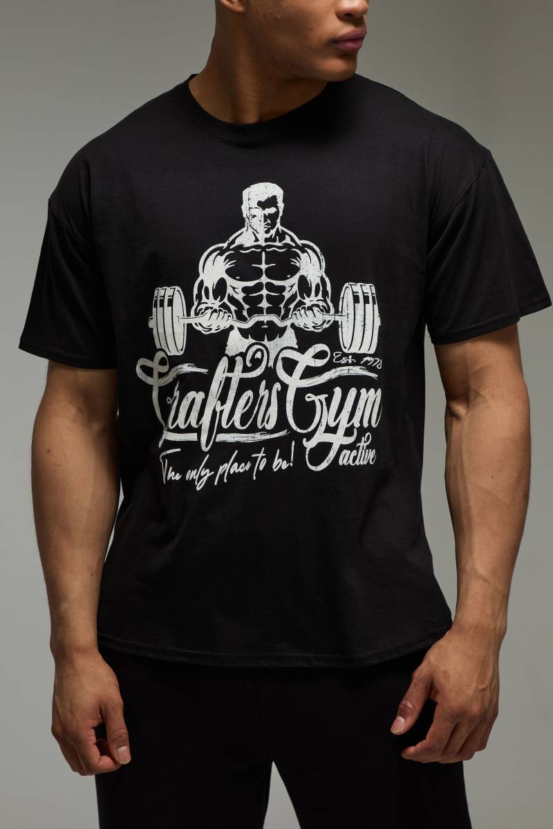 Man Active Grafters Gym T-Shirt - Schwarz - M, Schwarz von boohooman