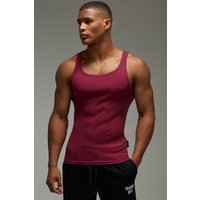 Man Active geripptes Muscle-Fit Gym vesttop - Rot - XS, Rot von boohooman