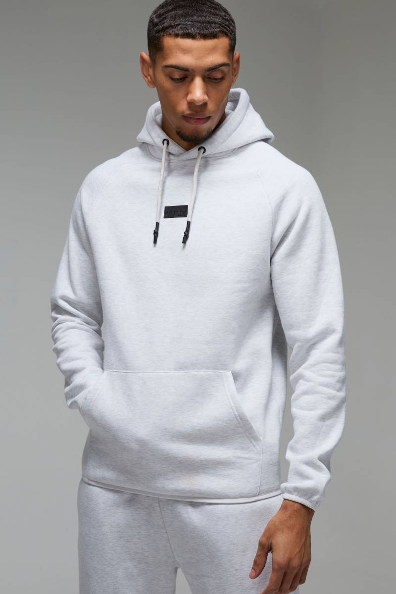 Man Active Hoodie mit Aufnäher - Grau - XL, Grau von boohooman