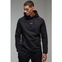 Man Active Hoodie mit Aufnäher - Schwarz - M, Schwarz von boohooman