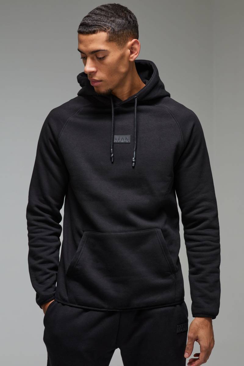Man Active Hoodie mit Aufnäher - Schwarz - XL, Schwarz von boohooman