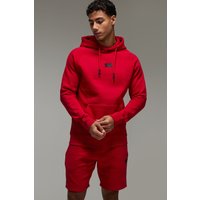 Man Active Hoodie & Shorts Trainingsanzug - Rot - 2XL, Rot von boohooman