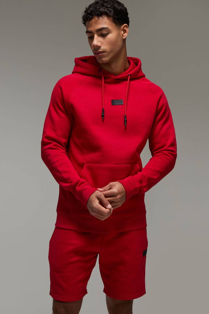 Man Active Hoodie & Shorts Trainingsanzug - Rot - XL, Rot von boohooman