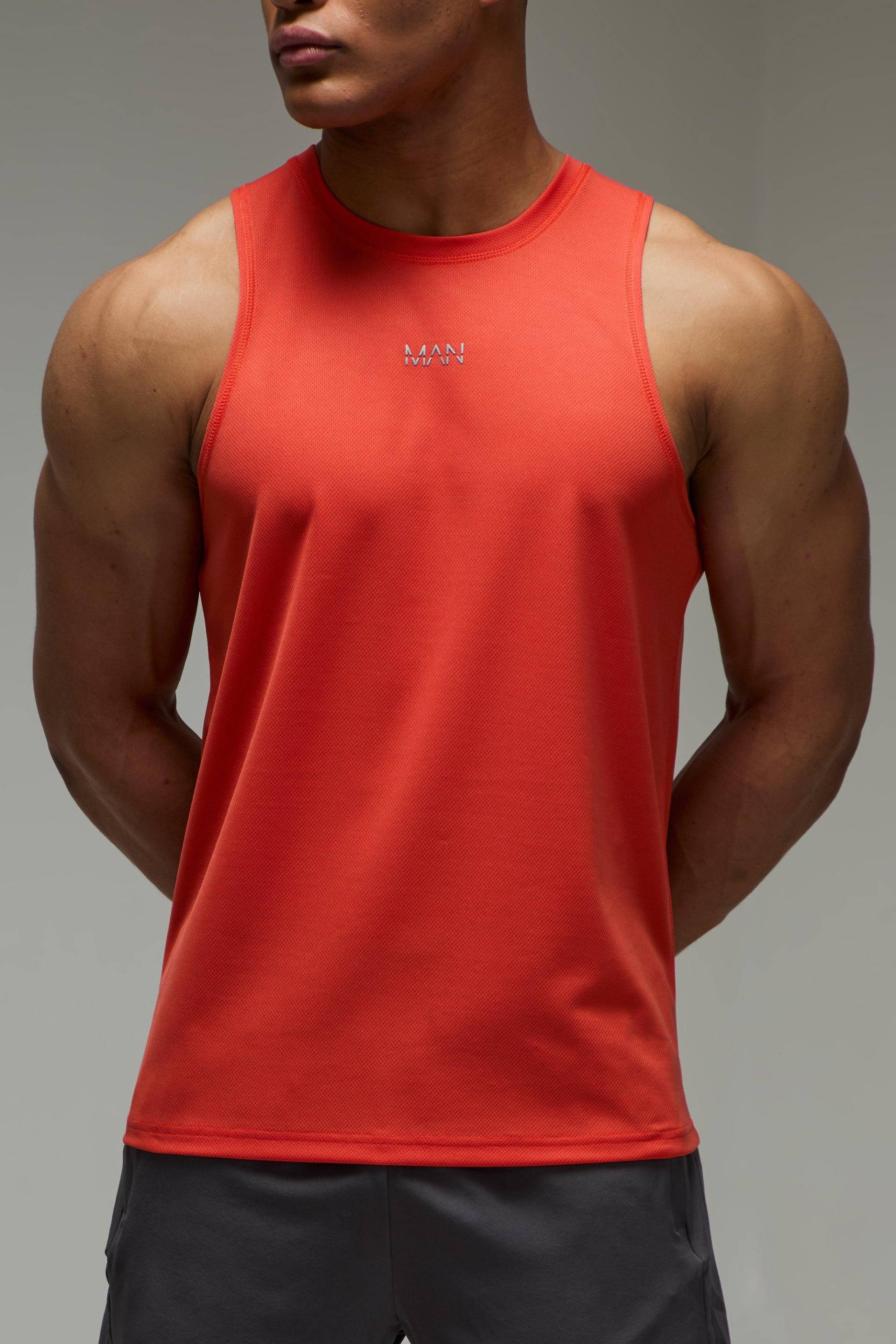 Man Active Hybrid Mesh-vesttop - Orange - 2XL, Orange Man Active Hybrid Mesh-vesttop - Orange - 2XL, Orange von boohooman