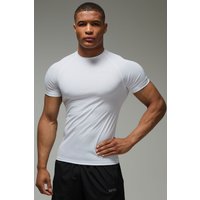Man Active Hybrid Muscle-Fit Mesh T-Shirt - Weiß - XL, Weiß von boohooman
