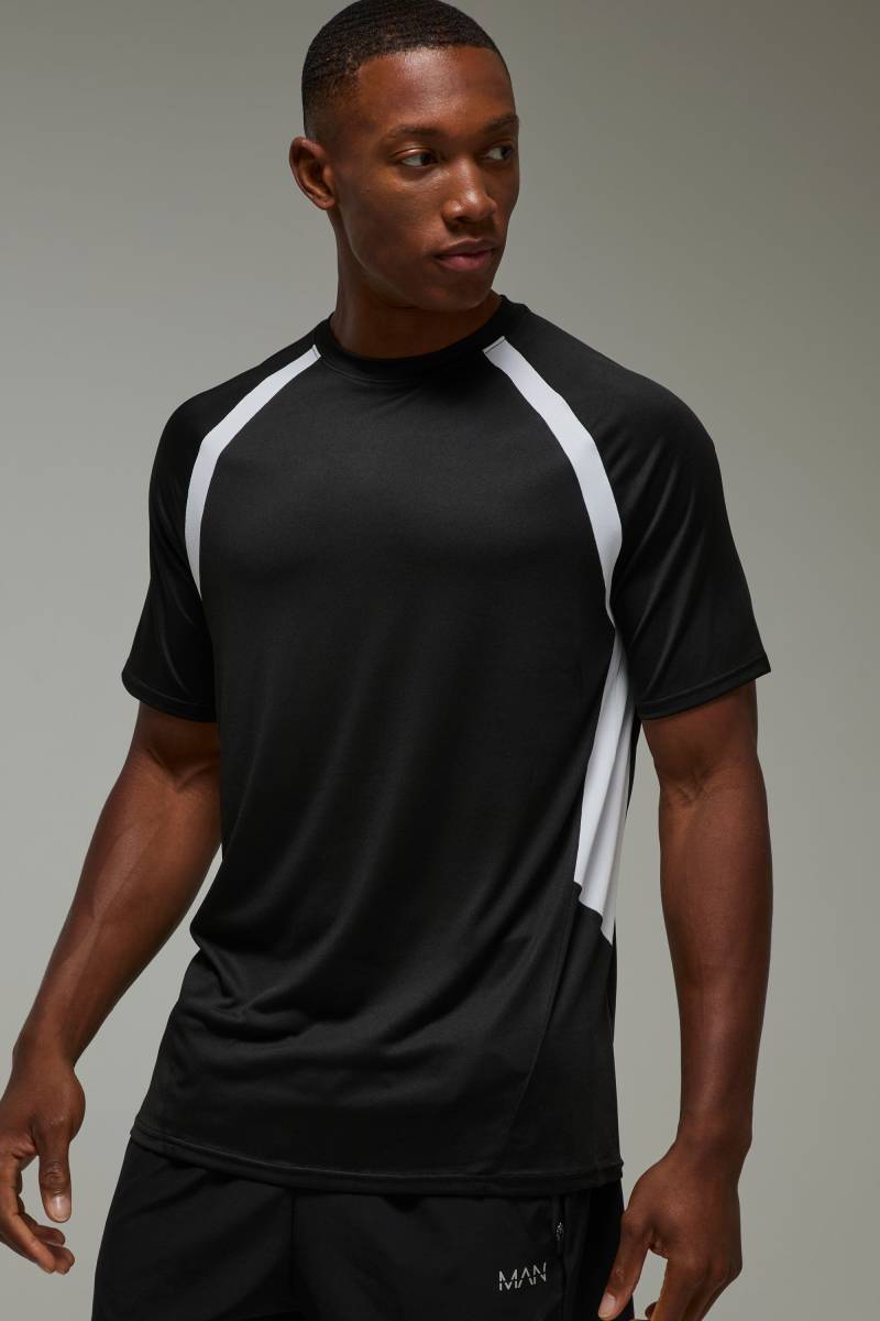 Man Active Colorblock T-Shirt - Schwarz - 2XL, Schwarz von boohooman