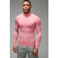 Man Active Lightweight Essentials Raglan Muscle-Fit 1/4 Reißverschluss - Orange - XS, Orange von boohooman