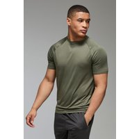 Man Active Lightweight Essentials Gym Raglan T-Shirt - Khaki - XL, Khaki von boohooman