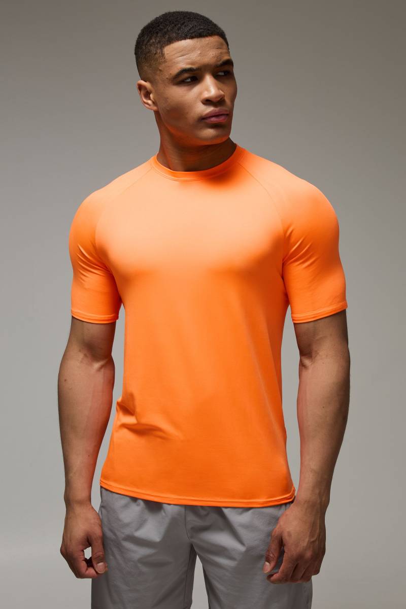 Man Active Lightweight Essentials Gym Raglan T-Shirt - Orange - M, Orange von boohooman