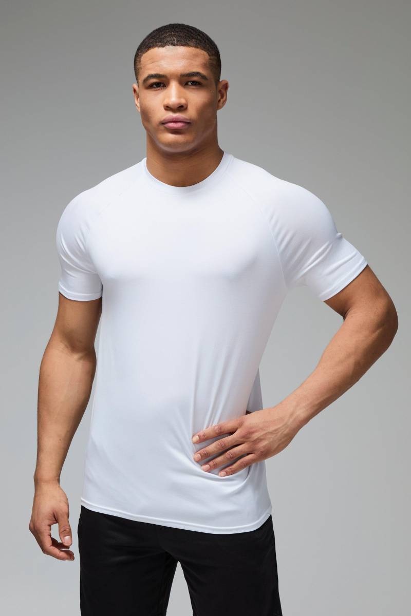 Man Active Lightweight Essentials Gym Raglan T-Shirt - Weiß - 4XL, Weiß von boohooman