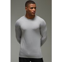 Man Active Lightweight Essentials Gym Raglan T-Shirt mit langen Ärmeln - Grau - M, Grau von boohooman