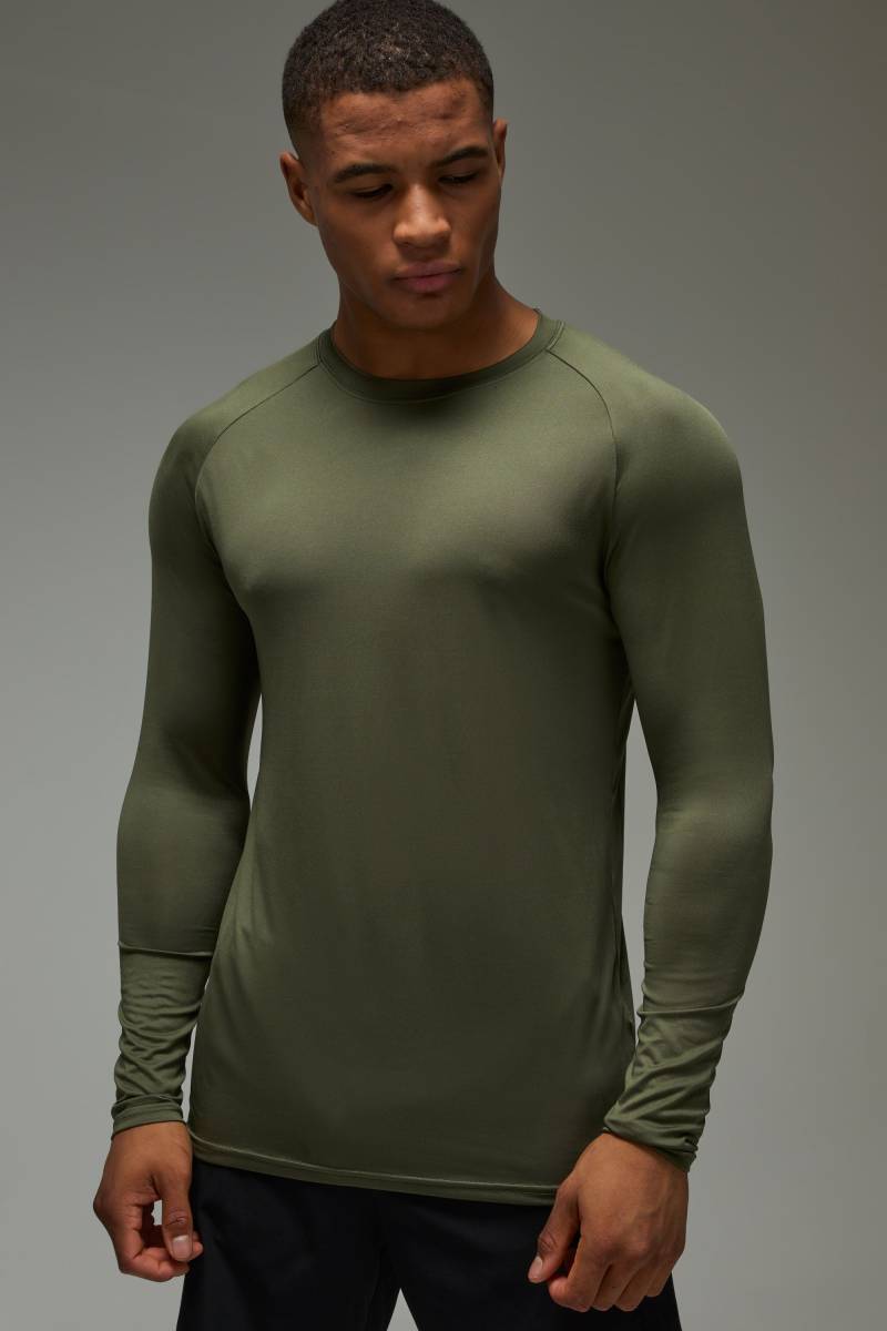 Man Active Lightweight Essentials Gym Raglan T-Shirt mit langen Ärmeln - Khaki - 3XL, Khaki von boohooman