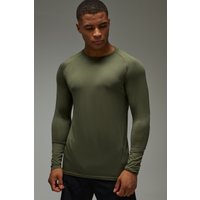 Man Active Lightweight Essentials Gym Raglan T-Shirt mit langen Ärmeln - Khaki - L, Khaki von boohooman