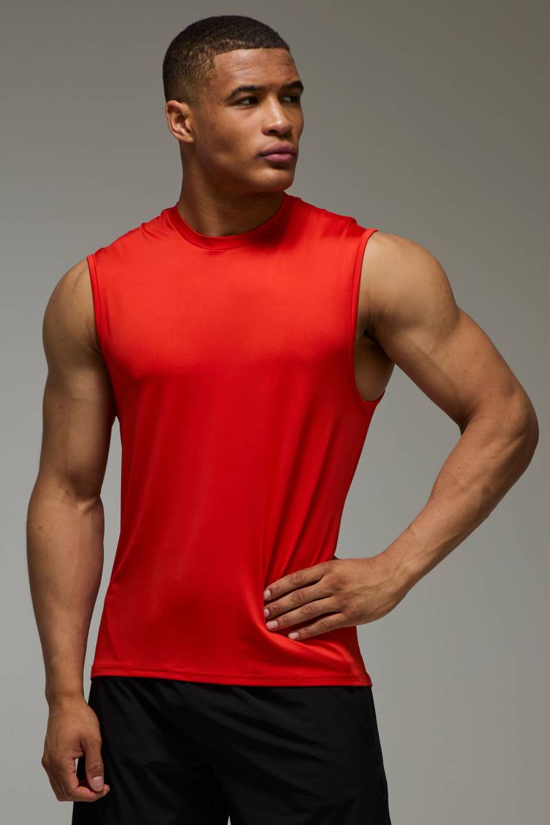 Man Active Lightweight Essentials Gym vesttop - Rot - L, Rot von boohooman