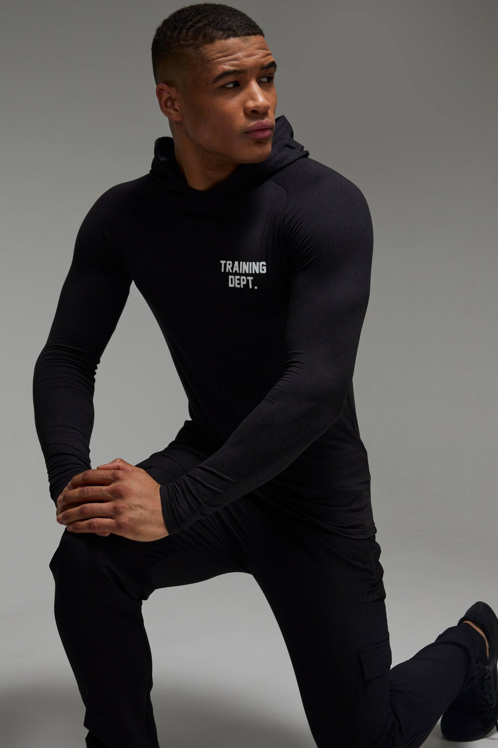 Man Active Lightweight Hoodie - Schwarz - XS, Schwarz von boohooman