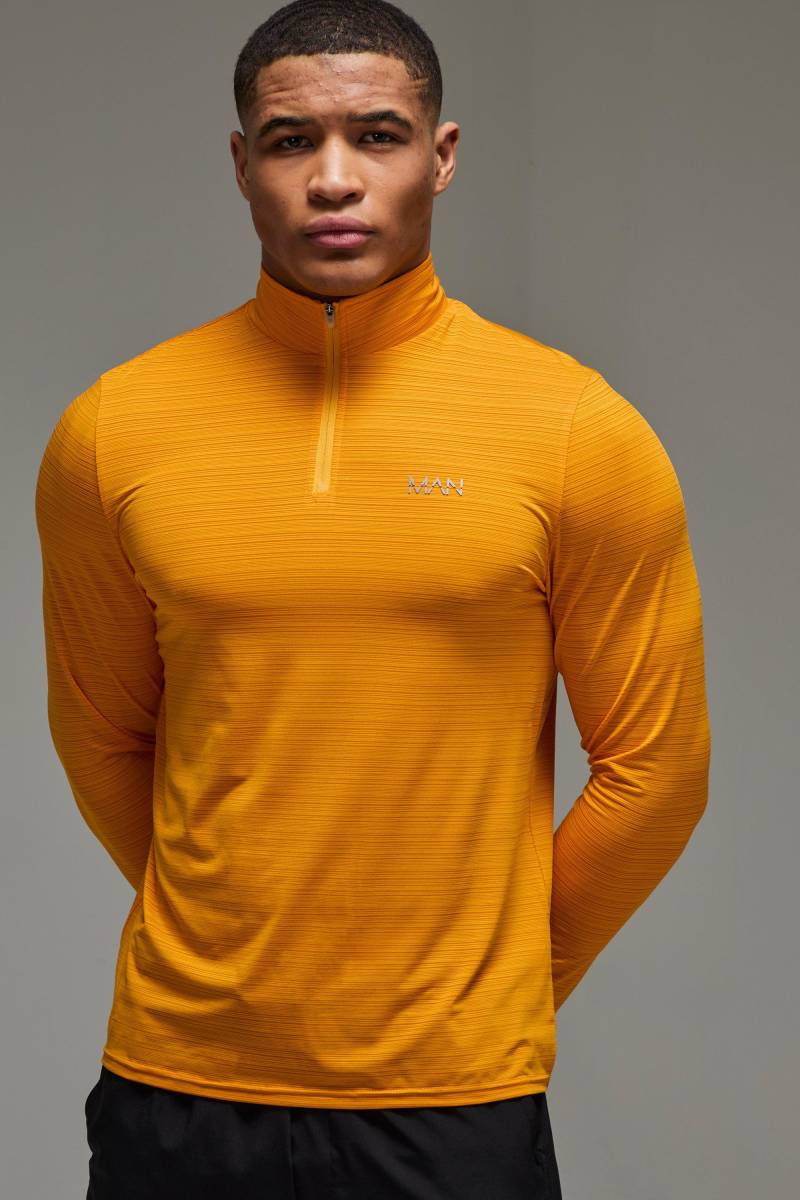 Man Active Lightweight Performance Trainingsoberteil mit 1/4 Reißverschluss - Orange - L, Orange von boohooman