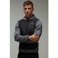 Gesteppter Man Active Hoodie mit Reißverschluss - Grau - M, Grau von boohooman