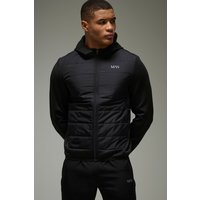 Gesteppter Man Active Hoodie mit Reißverschluss - Schwarz - S, Schwarz von boohooman