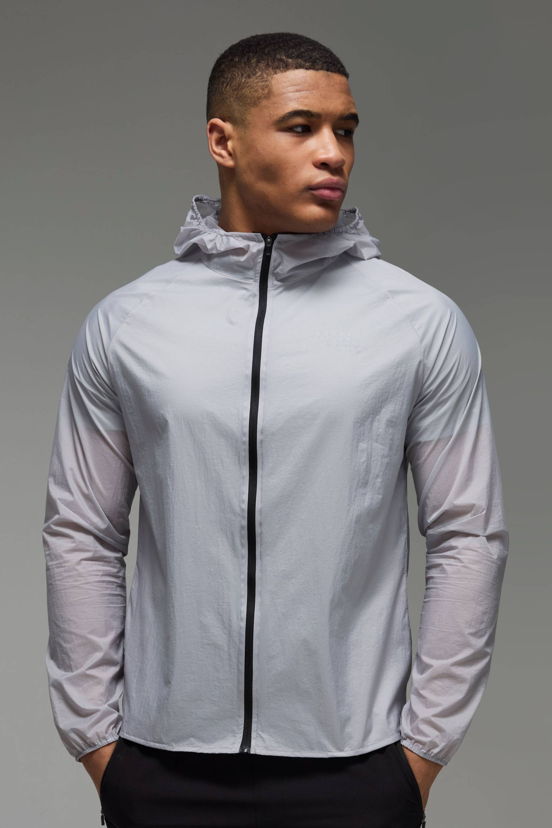 Man Active Lightweight Regenmantel - Grau - XL, Grau von boohooman