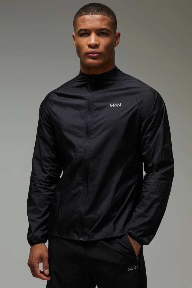 Man Active leichte Regenjacke - Schwarz - M, Schwarz von boohooman