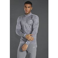 Man Active Lightweight meliertes Trainingsoberteil mit 1/4 Reißverschluss - grau - M, grau von boohooman