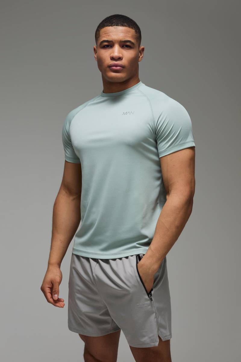 Man Active Mesh T-Shirt - Grün - XS, Grün von boohooman