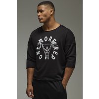Man Active Oversize Rag-Top mit One More Rep Print - Schwarz - XS, Schwarz von boohooman