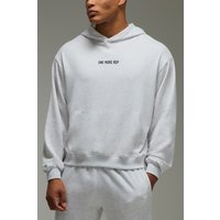 Kastiger Oversize Man Active Hoodie mit One More Rep Print - Grau - 2XL, Grau von boohooman